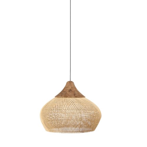 Gran candelabro de granja de ratán - Accesorio de luz colgante rústico tejido a mano para cocina isla comedor sala de estar - Iluminación colgante única Decoración