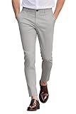 GINGTTO Chinos Trousers Men Slim Fit Stretch Smart Suit Pants Dress Slacks for Men Light Grey 30
