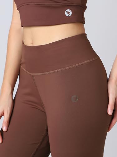 Image of TECHNOSPORT Women's Solid Slim Fit ELASTOPLUS Tights High Waist Polyester Gym Leggings for Yoga Running Workout UPF50+ Anti Odour