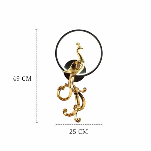 Image of Harold Electricals Metal Modern Peacock Wall Light | Wall Lamp Fixture for Living Room, Bedroom, Hall- Pack of 1 (Inbuilt Led) (Right)