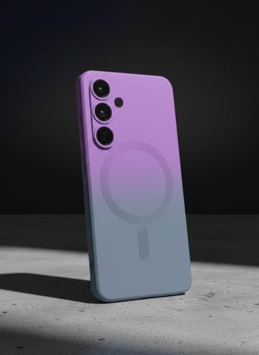 Image of amazon basics Gradient Mag-Safe Case for Samsung Galaxy S25 5G | Soft Silicone Shockproof Cover with Camera Protection | Slim Lightweight Design | Smooth Touch & Durable - Purple & Gray
