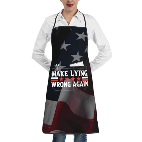 nopicsn Make Lying Wrong Again Apron for cooking with Pockets Women Men Kitchen Chef Funny Aprons