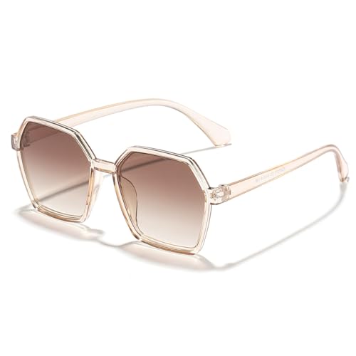 IKANOO Oversized Hexagon Sunglasses for Women and Men