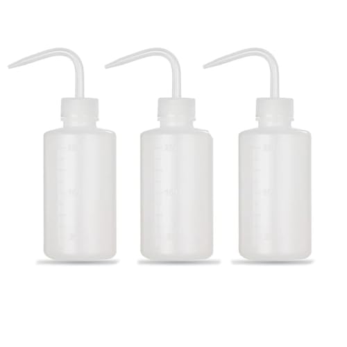 Anicy Lot de 3 flacons pissettes de 250 ml - Bouteilles de laboratoire avec pipette fine en plastique - Flacon doseur - Bouteille de lavage pour le nettoyage...