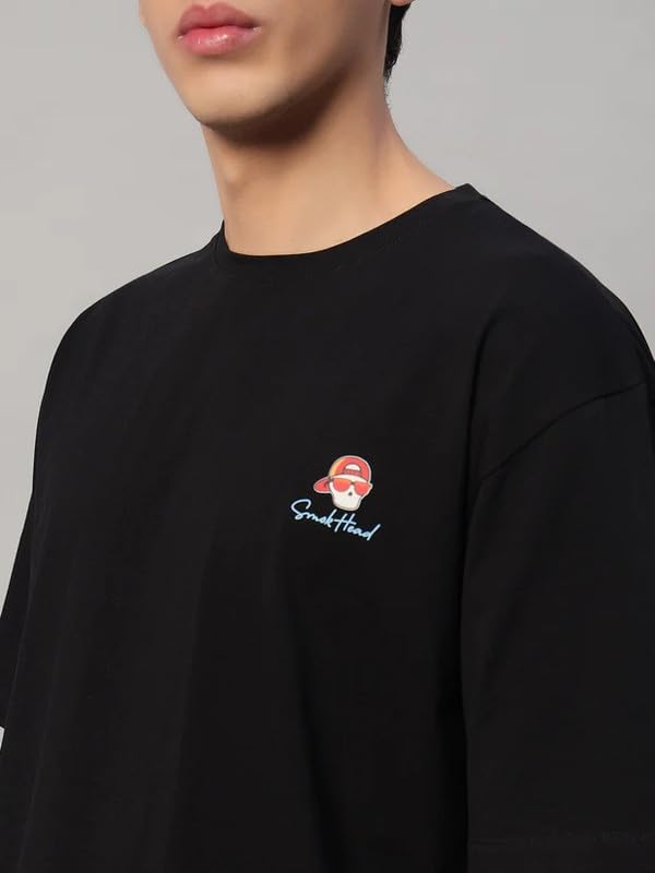 Image of Urban Chill Black T-Shirt with Iconic Back Print - Bold Streetwear for Men