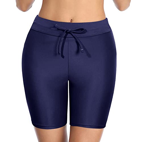 Pantalones cortos ajustados para mujer, con cordón, cintura alta, control de abdomen, protección corta ancha, bañador moldeador de figura, pantalones cortos largos para deportes acuáticos para playa,