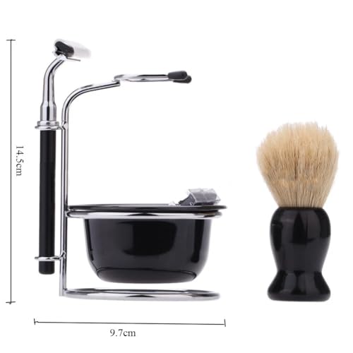 Aiweijia 5 PCS Shaving Brush Kit for Men, Beard Shaving Kit, Shaving Bowl Holder Stand Stainless Steel Shaving Brush Razor Blade Set Gifts - Image 4