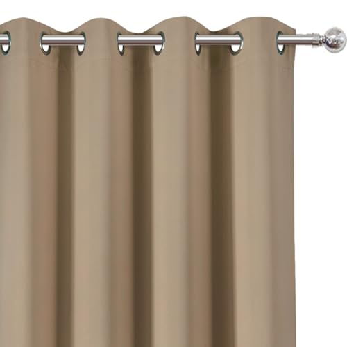 Image of LEMOMO Blackout Curtains 66 x 54 Inch Long Natural Curtains Set of 2 Panels Room Darkening Curtains for Bedroom and Living Room
