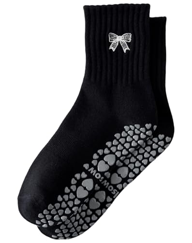 Image of Yawlsow Pilates Grip Socks for Women Yoga Grippy Socks Cute Barre Non Skid Athletic Crew Sticky Sock Workout Hospital