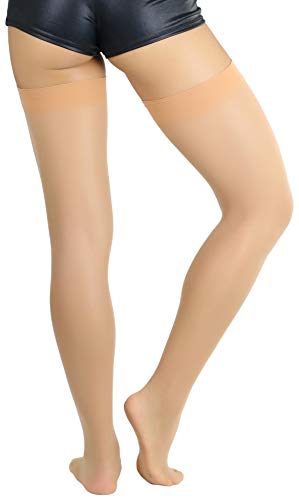 Image of ToBeInStyle Women's Seamless Thigh High Nylon Stocking With Opaque Band