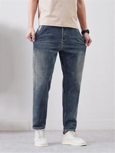Men Slim Tapered Jeans Zipper with Pockets Trousers Vintage Street Denim Pants2