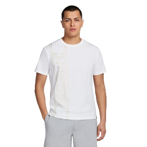 Image of Messi Men's Lifestyle Side Track Poly Tee, Standard Fit T-Shirt, Polyester & Spandex