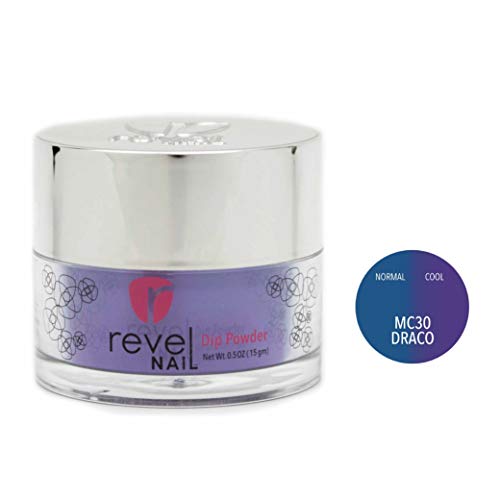 Revel Nail Dip Powder | for Manicures | Nail Polish Alternative | Non-Toxic & Odor-Free | Crack & Chip Resistant | Can Last Up to 8 Weeks | 2 oz Jar | Mood Changing (Draco, 2oz)