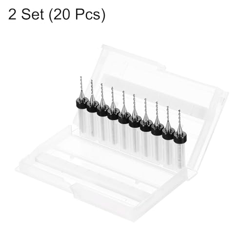 QUARKZMAN 2 Set (20 Stück) PCB Bohrersatz 1/8 Schaft 1,1mm, Wolframkarbid Mikro Spiralbohrer Werkzeuge Für Leiterplatten Schmuck Plastik Holz Weichmetall