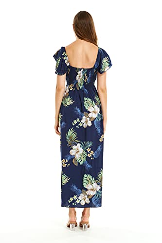 Image of Matchable Family Hawaiian Luau Men Women Girl Boy Clothes in Pineapple Garden Navy