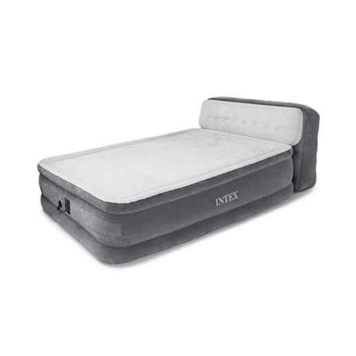 Intex Queen Ultra Plush Dura Beam Deluxe Airbed with Built in Pump & Headboard