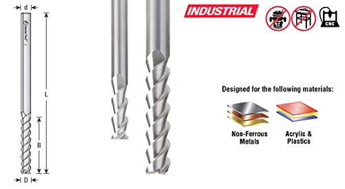 Image of Amana Tool 51835 CNC Solid Carbide Aluminum and Acrylic Cutting 55 Deg Helix End Mill 1 /2 Dia x 1 Cut Height x 1 /2 Inch Shank