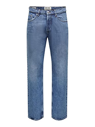 ONLY & SONS Herren Jeans ONSEDGE Loose 4939 - Relaxed Fit - Medium Blue Denim, Größe:29W / 34L, Farbvariante:Medium Blue...