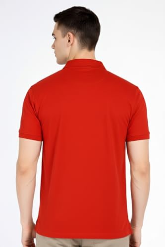 Image of Men's Solid Polo T-Shirt | Short Sleeve | Regular Fit | Soft Breathable Fabric | Casual & Smart Wear | Button Placket Collar Top |