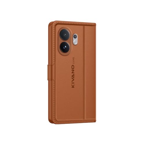 Image of KIVANO LUXE for Vivo V60E 5G / Vivo T4 Pro 5G / Vivo V60 5G Luxury Handmade Leather Magnetic Flip Folio Case | Card Holder & Kickstand | Slim Protective Cover | Unisex - Brown