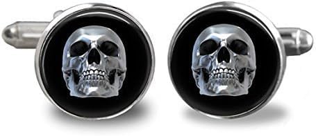 ZHSHQIN Gemelos de calavera para hombre, diseño moderno de plata, estilo steampunk, diseño único, 16, Vidrio, Amazonita