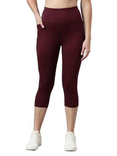 Image of GO COLORS Womens Solid Training Capri | Elastane, High Rise