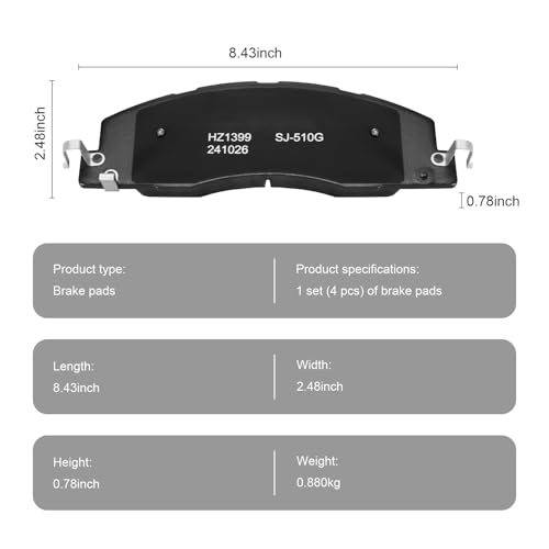 Image of D1399 Front Ceramic Brake Pads Kit Fit For Dodge Ram 2500 2009-2010, For Dodge Ram 3500 2009-2010 ; For Ram 1500 2012, For Ram 2500 2011-2018, For Ram 3500 2011-2018