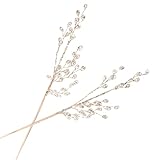 Uonlytech Weihnachtsdeko Zweige aus Acryl 2 Stück mit Perlen und Goldenen Kristallen für Weihnachtskränze und Partydekoration