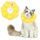 Halskrause Katze, Einstellbar wasserdichte Katzenkragen, Weich Sonnenblume Leckschutz Katze, Halskragen Katzen für Klein Hund Nach Operation Schutzkragen (Gelb, M)