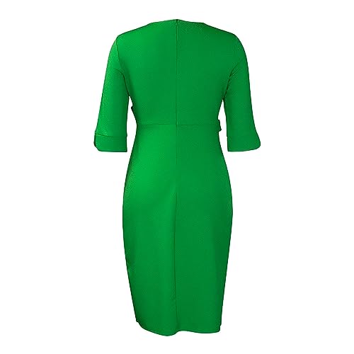 Cocktail Peplum Dress for Women Vintage Casual Long Sleeve Ruched Slit Work Office Business Bodycon Dress4