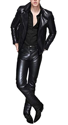 brandMe Men's Leather Pant Jeans Style Genuine Lambskin Real Leather Trouser Casual Pant MC182