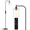 Wio-Mio Industrial Floor Lamp with Glass Shade, Modern Dimmable Floor lamp with Remote LED Bulbs, Tall Lamp for Living Room Corner, Bedroom, Office (Black)