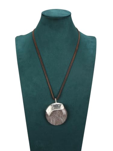 Leather Necklace for Women Large Pendant Hippie Choker Necklace Vintage Sweater Necklace Chunky Boho Necklaces for Women2