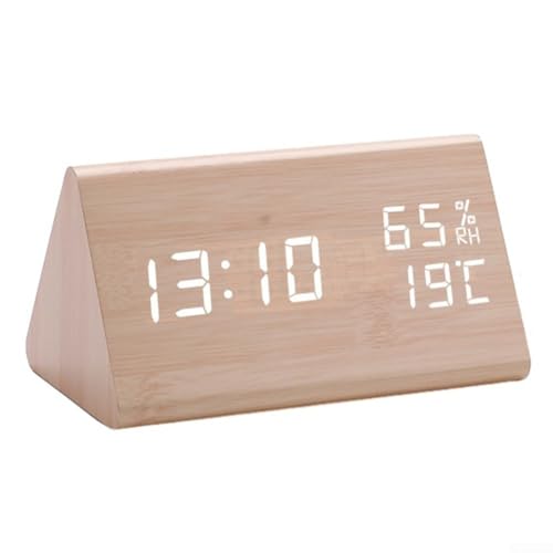 Réveil numérique en bois avec affichage LED lisible contre fatigue visuelle