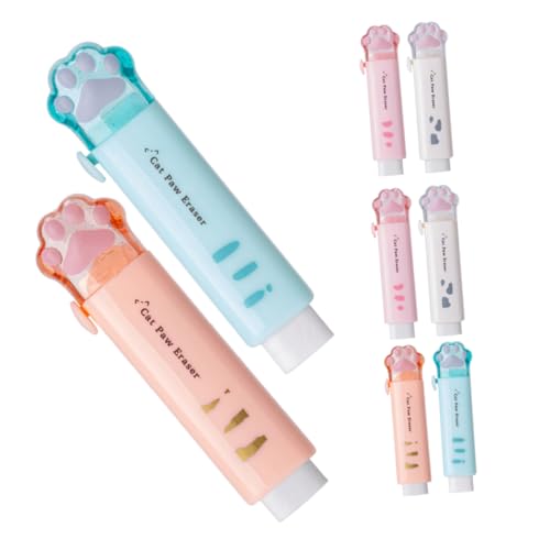 Hemobllo 8Pièces Gommes Rétractables Forme de Patte de Chat Lot de Matériau Outils Kawaii pour Fournitures Scolaires Mignonnes Plusieurs Couleurs