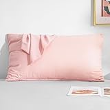 Mohap Zippered Pillowcases 2-Piece Super Soft and Durable Brushed Microfiber 1800 Plush Experience Machine Washable Pink Queen