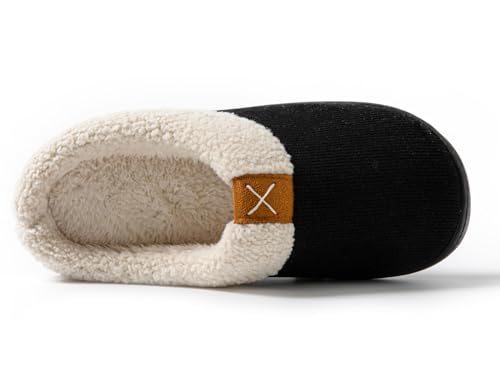 Womens Cozy Fuzzy Memory Foam Slippers House Comfy Slip Shoes Indoor Outdoor Anti Skid Rubber Sole2