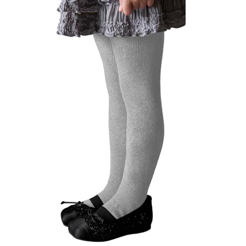 Tights for Girls Rib Knit Warm Footed Pantyhose Ashy, 4-6 Years - image 3