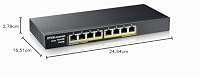 Zyxel Netzwerk PoE Switch 8 Port | Smart Managed Gigabit LAN Splitter | 8x GbE PoE+ mit 60W Budget | Lüfterlos Design | Hybrid Cloud Modus | Desktop oder Wand Montage, Kit im Lieferumfang | GS1915-8HP – Ansicht 7