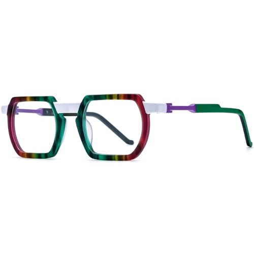 Image of HEPIDEM Matte Multicolor Acetate Glasses Frame Men Vintage Square Eyeglasses Optical Spectacles 9289