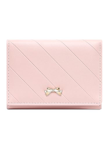 Bow Cute Aesthetic Wallet, Mini Rabbit Women's Trifold Wallet, Enchanting Cute Style Women's Accessories (Bow Cute-Pink)