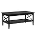 ChooChoo Oxford Coffee Table with Thicker Legs, Black Wood Coffee Table with Storage for Living Room
