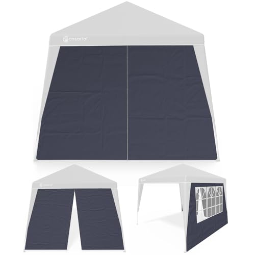 CASARIA® 2X Seitenteil für Pavillon 3x3m Wasserdicht mit Fenster mit Reißverschluss Garten Seitenwand Abdeckplane Faltpavillon Pop Up Stabil Anthrazit