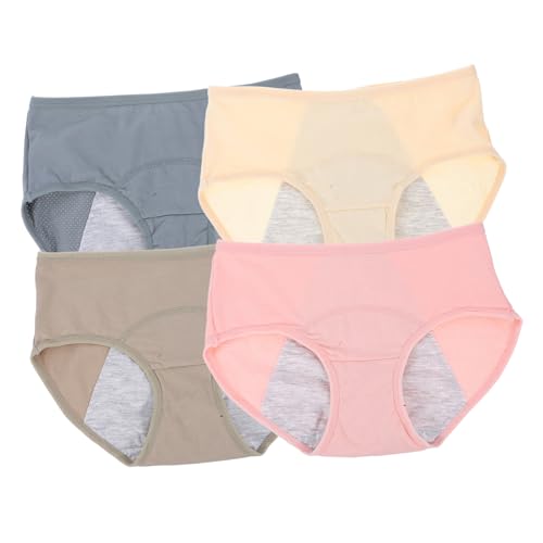 Didiseaon 4piezas Bragas Menstruales De Algodón Alta Cintura para Flujo Abundante para Mujer