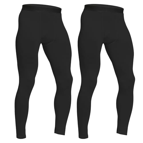 HYCOPROT Pantalon de Compression pour Hommes Séchage Rapide Pantalon de Course Leggings de Sport Caleçons de Collant pour Basketball Fitness Jogging (Noir, M)
