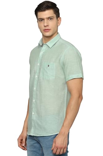 Image of Louis Philippe Men Slim Fit Solid Cotton Blend Casual Shirt