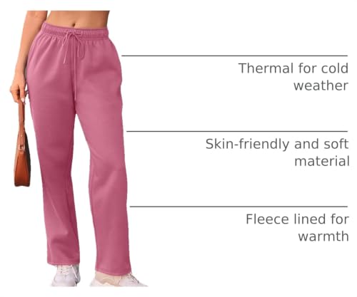 Image of AUTOMET Women's Straight Leg Sweatpants Fleece Lounge Pants | Fall Athletic Joggers with Pockets,Lightweight Soft Sweat Pants, Casual Gym Workout Pants