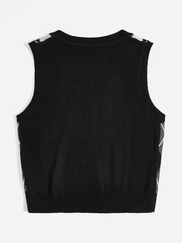 Floerns Women's V Neck Argyle Pattern Sleeveless Sweater Vest Knitted Top2