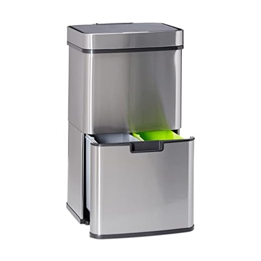 Relaxdays prullenbak afvalscheiding, met 3 vakken, met sensor, 60 l, uittrekbaar, rvs, HBD: 74,5 x 42 x 31,5 cm, zilver