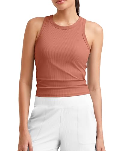Image of G4Free Workout Tank Tops for Women Slim Fitted Racerback Ribbed Athletic Gym Yoga Tanks Summer Casual